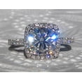 thumbnail image 2 of HeartsAndYou Round Accents Halo Engagement Ring for Women 2.3ct Cushion Cut Moissanite 18k White Gold over Silver, 2 of 9