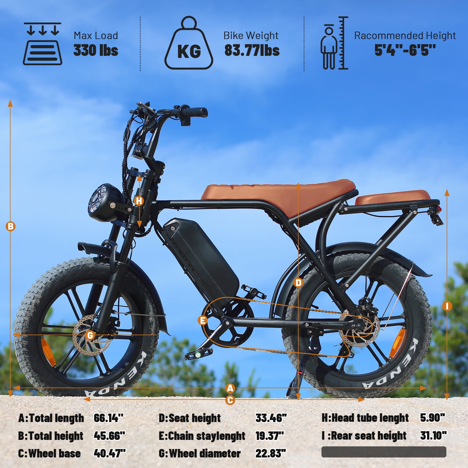 OUXI V8 Electric Bike for Adults, 1000W Peak Motor Mountain Bike with 48V 15.6Ah Battery, Max 31MPH, 20x4.0 Fat Tire Ebike, Dual Disc Brakes & Front Suspension, Shimano 7-Speed E-bike UL2849