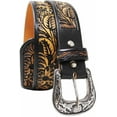 thumbnail image 3 of Challenger Men's 1-1/2" Wide Tan Leather Floral Tooled Casual Jean Belt 26FK19, 3 of 3