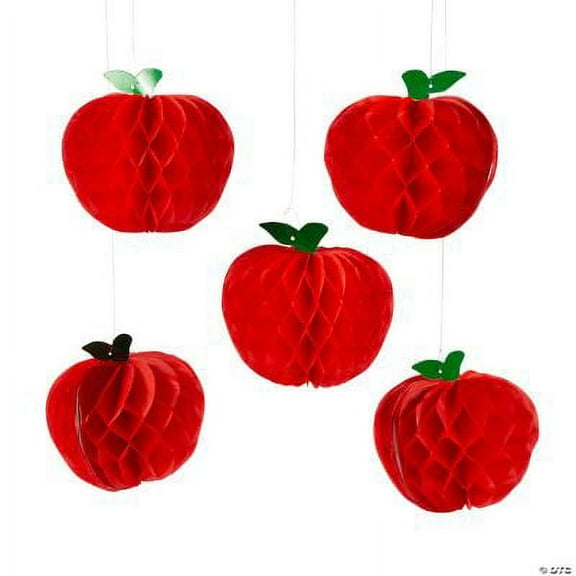 Apple Hanging Honeycomb Decorations, Birthday, Party Decor, 6 Pieces