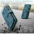 thumbnail image 7 of Wallet Case for Samsung Galaxy A54 5G, Premium Handmade PU Leather Phone Case Card Slots Magnetic Closure Zipper Pocket Kickstand Flip Case with Hand Strap - Vintage Blue, 7 of 7
