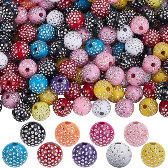 1 Box 10mm Rhinestone Beads Acrylic Beads Bulk Gypsophila Large Shiny Inlaid Rhinestones Balls Plastic Candy Opaque Beads for Jewelry Making DIY Keychains Bracelets Necklaces Supplies Women for DIY