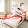 thumbnail image 3 of Manfei Abstract Artwork Queen Sheets, Gradient Queen Sheet Sets, Red, Gray Reversible 4 Pieces1 Flat Sheet + 1 Fitted Sheet + 2 Pillowcases, 3 of 6