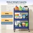 thumbnail image 5 of Gianna Utility Cart, Metal, 3‑Tier, Lockable Caster Wheels , 360° Rolling, Blue, 5 of 6