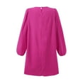 thumbnail image 5 of VONDA Women Long Sleeve Solid Mini Dress Summer Casual Dress, 5 of 10