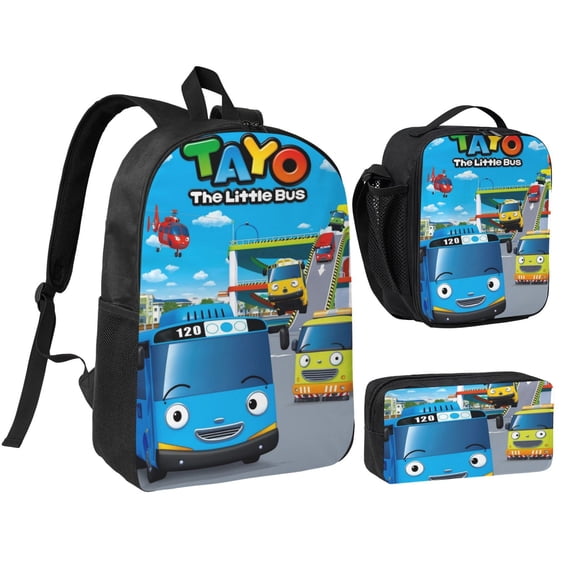 Tayo the Little Bus Three piece backpack set young backpack combination backpack lunch bag pencil case