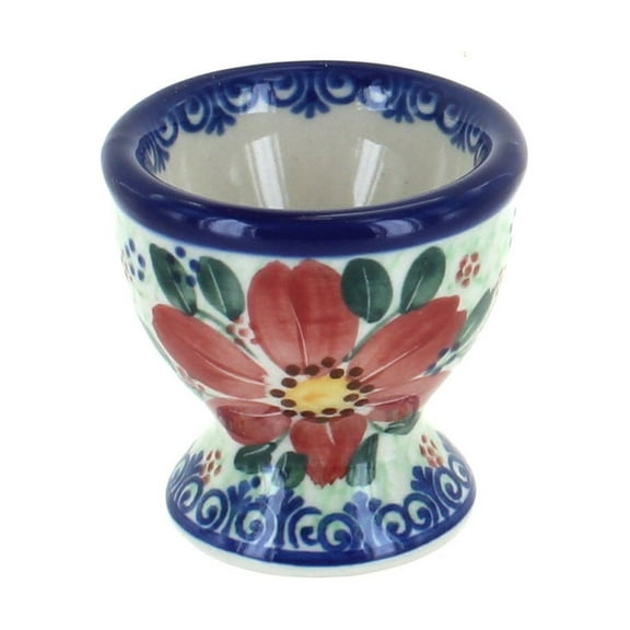Blue Rose Polish Pottery Poinsettia Egg Cup