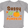 thumbnail image 4 of Inktastic Thanksgiving Sassy Lil Pumpkin with Fall Leaves Girls Long Sleeve Baby Bodysuit, 4 of 5
