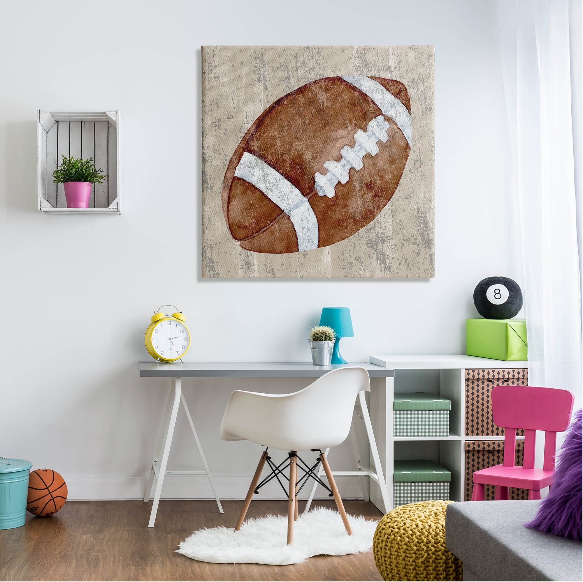 Stupell Industries Rustic Sports Football Abstract Painting Gallery Wrapped Canvas Art Print Wall Art, 36 x 36