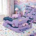 thumbnail image 5 of Manfei Cartoon Axolotl Print Zipper Queen Comforter Set with Fitted Sheet and 2 Pillowcases,Ocean Themed Animal Zipper Bedding Set,Colorful Stars Reversible,4 Pieces, 5 of 7