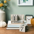 thumbnail image 2 of Calendario de madera con bloques perpetuos, estilo vintage de Juvale, 2 of 9