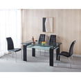 thumbnail image 3 of Miekor Furniture 5 Pieces Modern dining set, Rectangular Double-Layer Tempered Glass Dining Table with 4 Lattice Design Leatherette Dining Chair W4US0072, 3 of 9