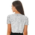 thumbnail image 2 of YIZYIF Womens Short Sleeve Cardigan Allover Shiny Sequins Cropped Shawl Shrug Club Cocktail Party Coat Silver One Size, 2 of 7
