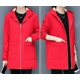 thumbnail image 4 of IROINNID Women's Winter Warm Jacket Solid Color Long Sleeve Warm Pocket Quilted Coat Jacket Winter Zipper Outerwear, Red, 4 of 7