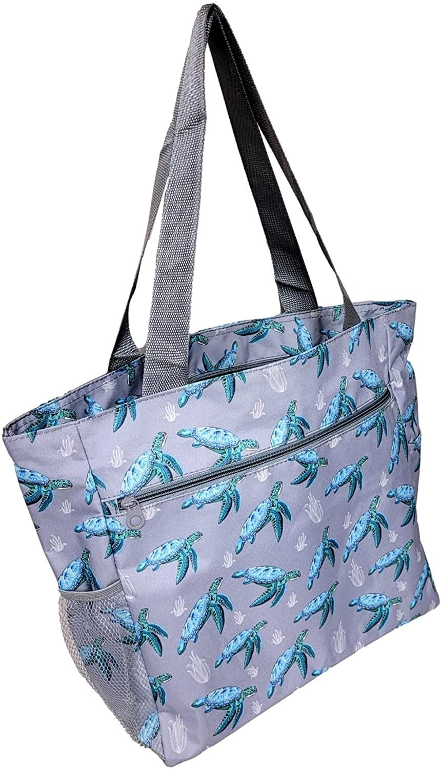 Large Multi Pocket Fashion Zipper Top Beach Bag Tote Custom