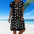 thumbnail image 1 of Vestido De Las Señoras Vestido de lunares para mujer, vestido transpirable con estampado femenino para vacaciones (negro XXXL) Cgtredaw Para estrenar, 1 of 1