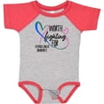 thumbnail image 3 of Inktastic Thyroid Cancer Awareness Pink, Blue, Teal Heart Ribbon Boys or Girls Baby Bodysuit, 3 of 5