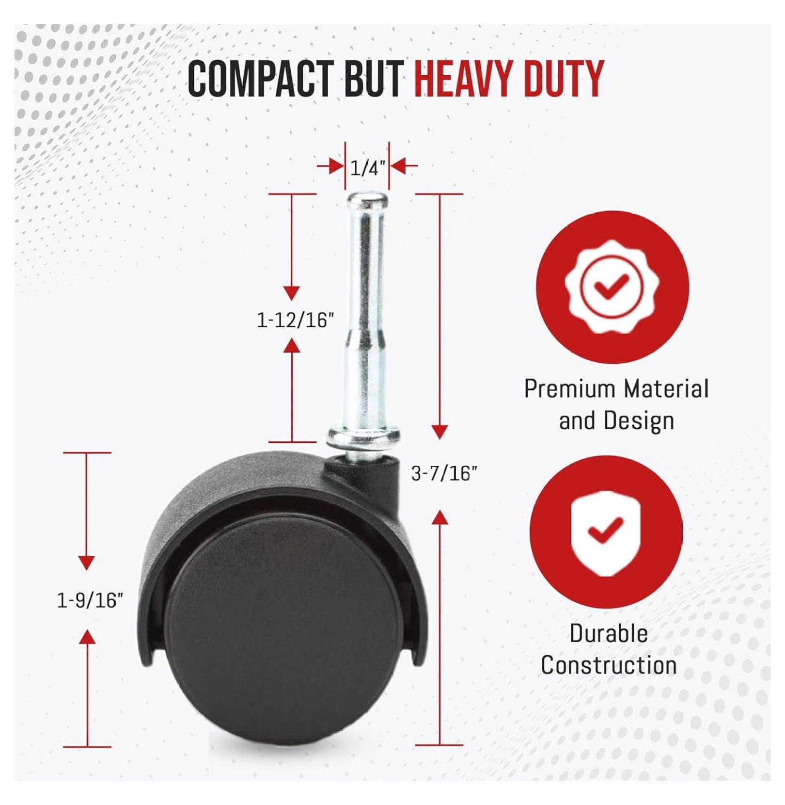 Caster Wheels Replacement for Vacuum Cleaner - Durable and Easy to Install, Ideal for Smooth Movement and Stability on Various Surfaces - Heavy Duty Casters Set of 4
