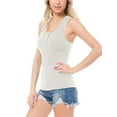 thumbnail image 4 of MixMatchy Women's Solid Scoop Neck Frontal Snap Button Basic Ribbed Tank Top, 4 of 6