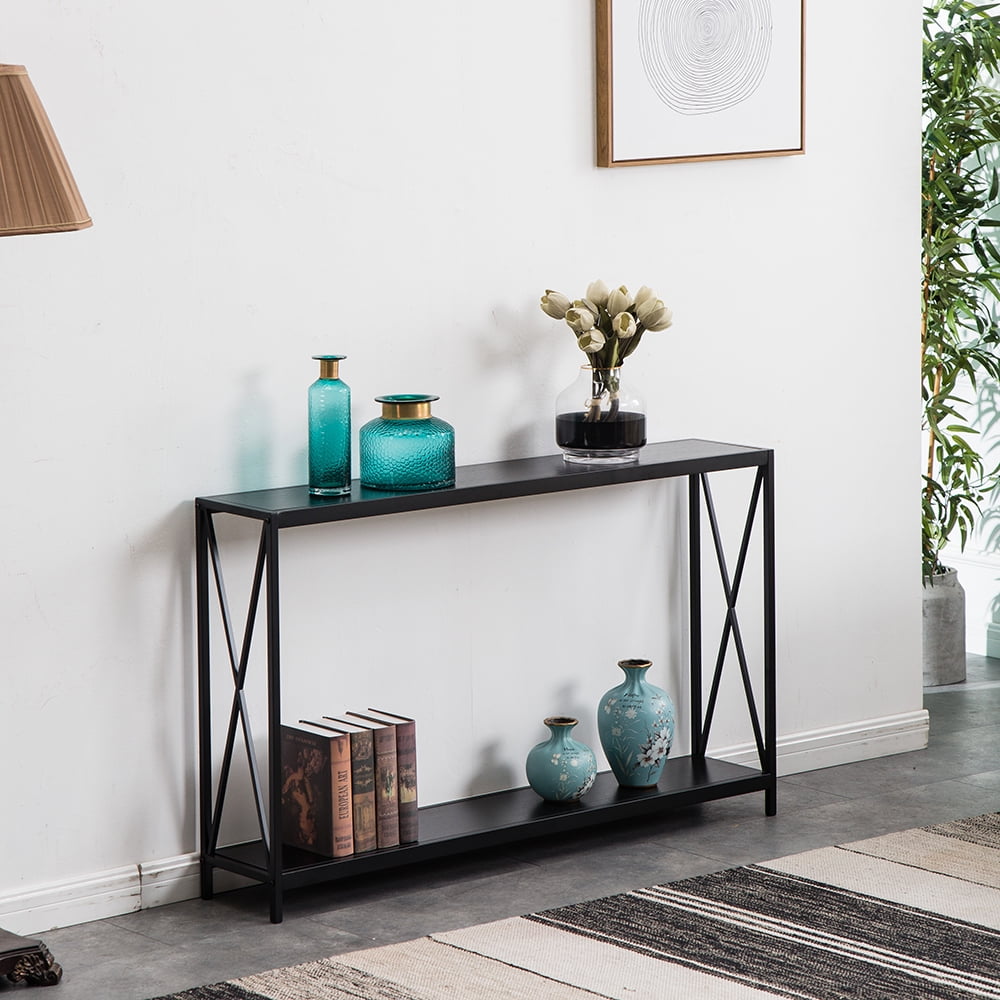 Zimtown Console Table Sofa Table with Storage Shelf, Narrow Long Entryway Table Side Table for Living Room, Hallway, Bedroom, Foyer, Black
