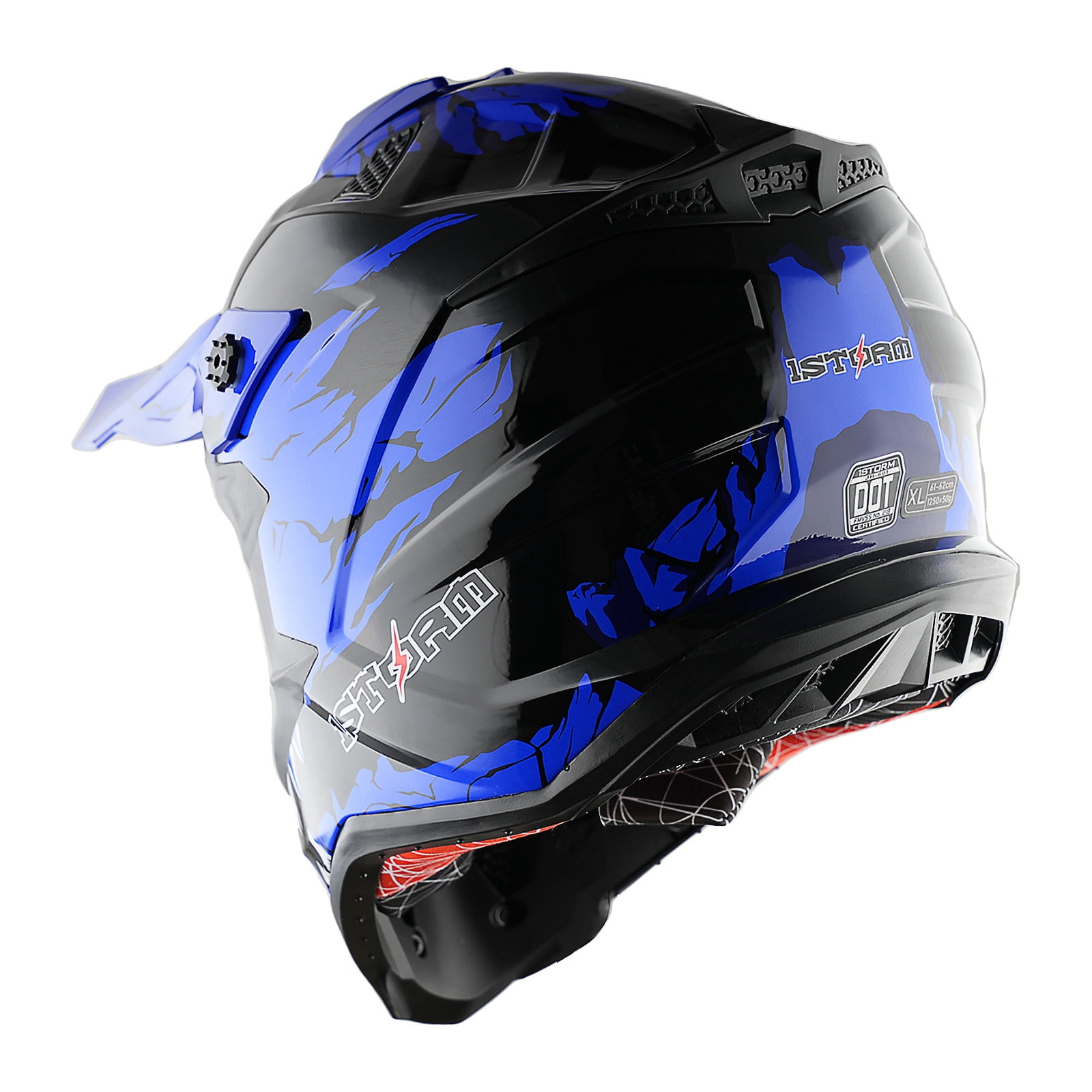 1Storm Adult Motocross Helmet ATV Dirt Bike BMX MX Downhill Mountain Helmet Track Style JH601; Dinosaur Blue
