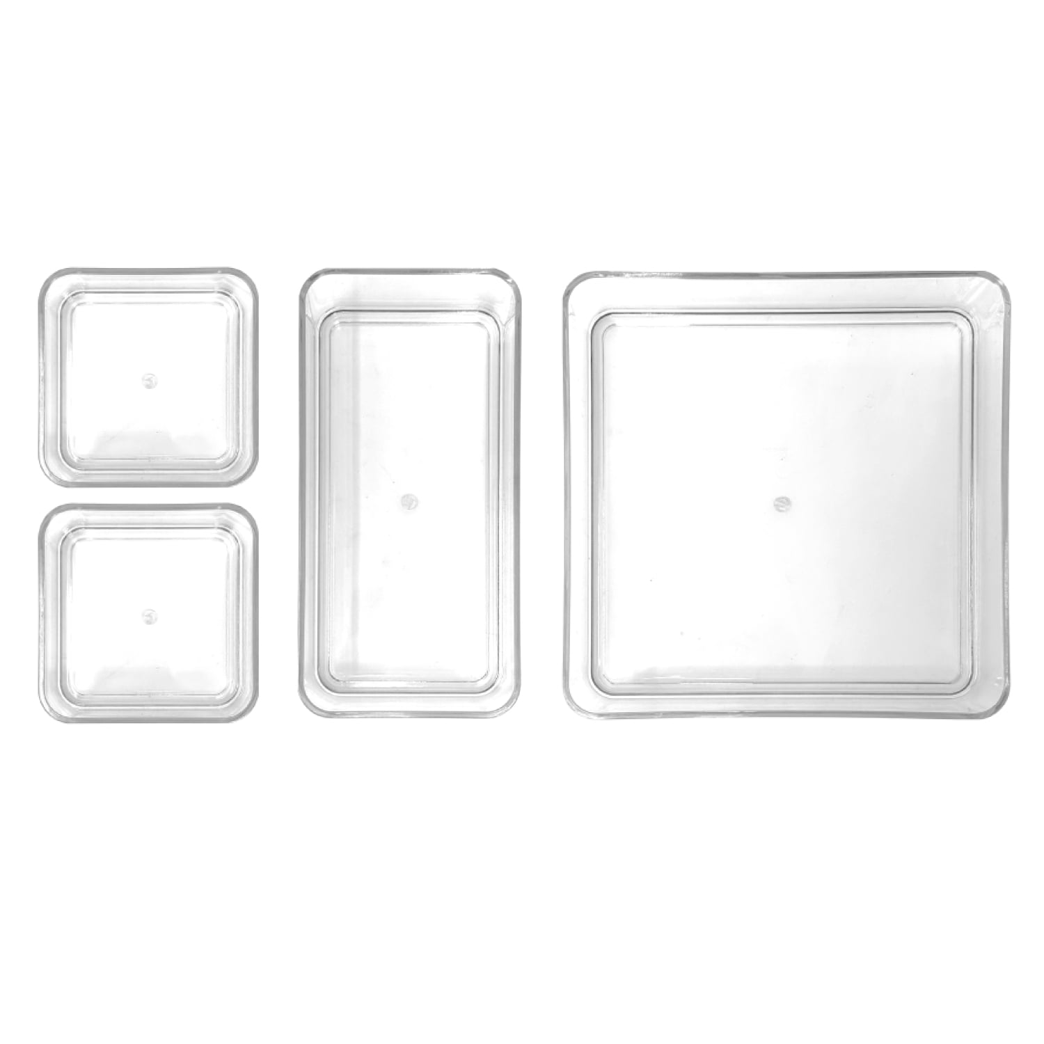 Isaac Jacobs Clear Stackable Drawer Organizer Set, 4-Piece – Multi-Size Plastic Storage Bins for Kitchen, Bathroom, Vanity, Office, and Home Organization