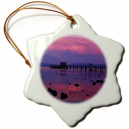 Lake Tahoe Rentals Christmas 3dRose California. Lake Tahoe, Sunset - US05 LHO0031 - Lisa Hoffner - Snowflake Ornament, 3-inch ()