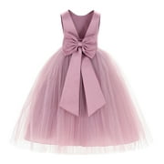 Ekidsbridal V-Back Satin Tulle Flower Girl Dress for Wedding Guest Junior Bridesmaid Pageant Gown 219T 8
