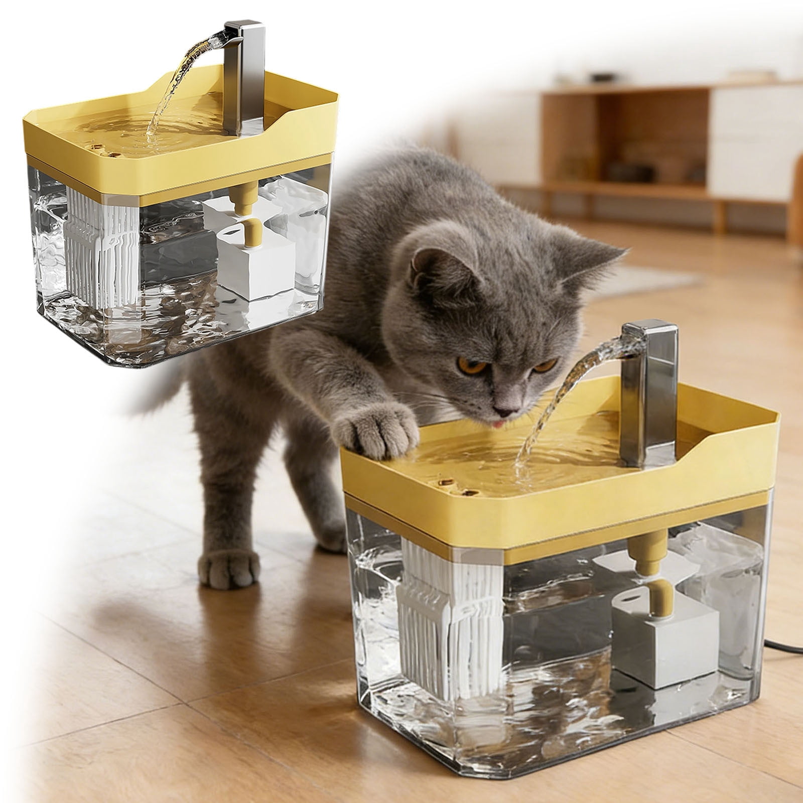 Automatic Cat Water Dispenser, 1.5L Quiet Pet Fountain with Smart Sensor & Low Water Shut-Off - Easy Clean Design for Indoor Pet Hydration
