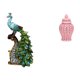 thumbnail image 1 of Estatua de pavo real, figura de escritorio, tarro de cerámica para jengibre, jarrón decorativo, tarro de almacenamiento de porcelana con tapa,, 1 of 8