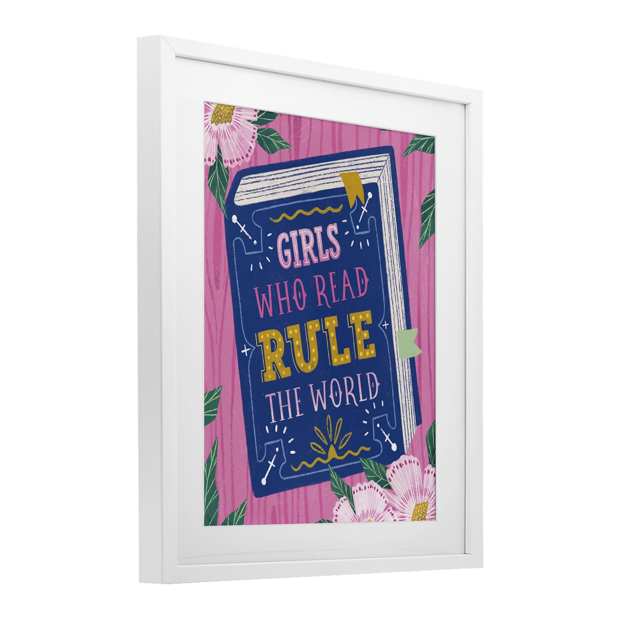 Stupell Industries Girls Who Read Inspirational White Framed Print Under Glass, design by Vanessa Stoilova