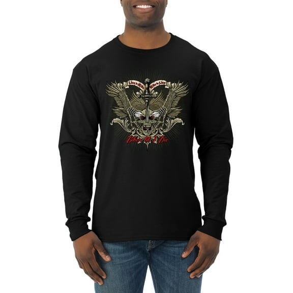 Wild Bobby, Biker Til I Die Live to Ride Motorcycle Cars and Trucks Mens Long Sleeve Shirt, Black, Small