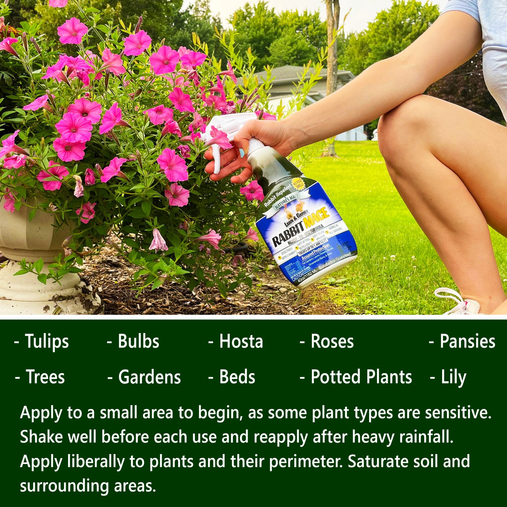 Nature's Mace Rabbit Repeller, 40oz Concentrate, Makes 5 Gallons of Spray, Treats 28,000 Sq.ft