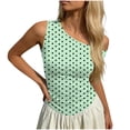 thumbnail image 7 of Feancey Women's One Shoulder Tank Tops Polka Dot Print Slim Fit Tanks Y2K Trendy Going Out Sleeveless T Shirts 2026 Summer Clothes Green L, 7 of 7