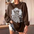 thumbnail image 2 of Sudadera extragrande de lana de manga larga con cuello redondo y estampado de calavera para mujer Pompotops gfhjh16838, 2 of 5