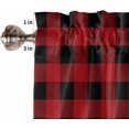 thumbnail image 5 of Kitchen Curtains and Valances Set, Black Red Buffalo Plaid Checked Rod Pocket Window Valance 18 Inch Window Curtain Panels for Living Room Bedroom Laundry, 27.5x24in, 3 Pieces, 5 of 6