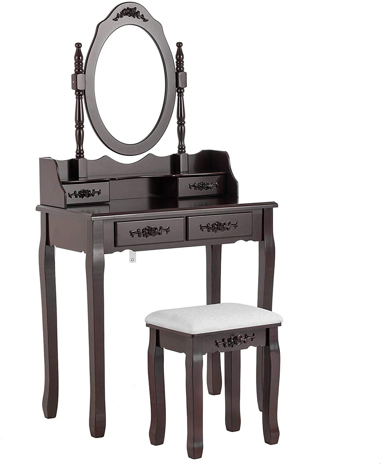 Mecor Vanity Table Set Makeup, Wooden Vanity Table With Mirror