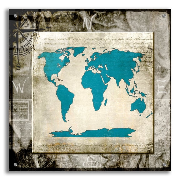 Epic Art 'Sea Map II' by Lightbox Journal, Acrylic Glass Wall Art, 24"x24"