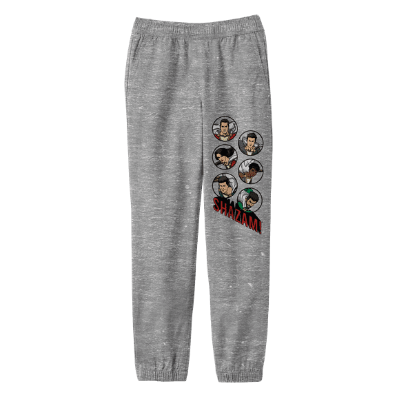 Shazam! Character with Circle Frame and Logo Name Youth Athletic Heather Graphic Jogger Pants-XS