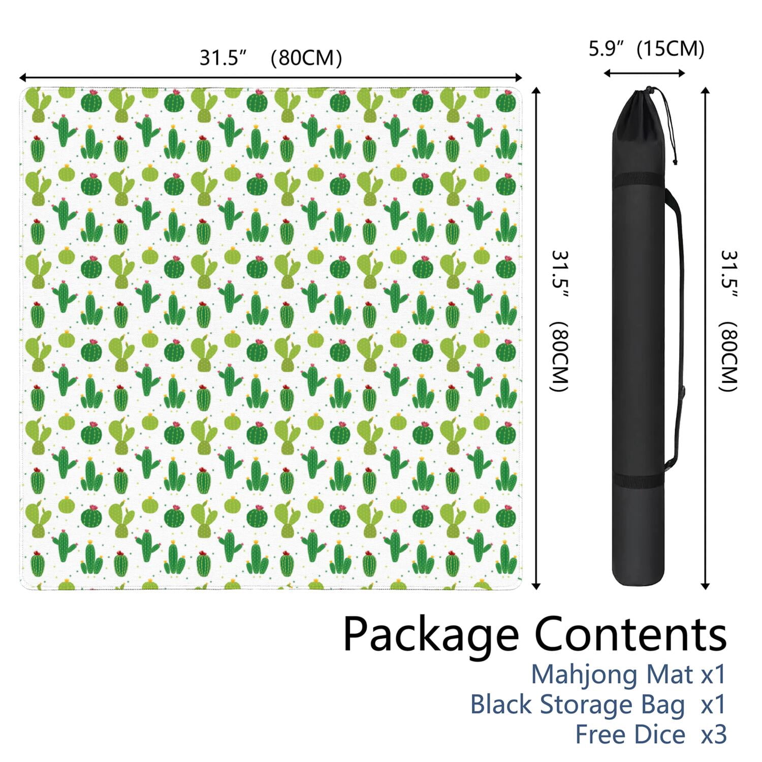Square Botanical Pattern Mahjong Mat 31.5 Inches Made of Premium Rubber with Anti-Slip Non-Slip Properties and Noise Reduction for Card Games