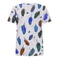 thumbnail image 2 of Chemise à Manches Courtes pour Hommes, Mélange Coton Lin Polyester, Design Imprimé, Col Rond, Ajustement Confortable Respirant, Tenue Décontractée, 2 of 5