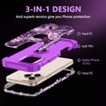 thumbnail image 4 of Meshine Phone Case for iPhone 16 Pro,Butterfly Glow in The Dark Three Layer Heavy Duty Shockproof Full Body Protection Hard Plastic Bumper+Soft Silicone Protective Case,Light Purple, 4 of 5