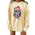 thumbnail image 1 of Halloween mujeres cráneo impreso manga larga cuello redondo pulóver sudadera Casual Baggy Tops, 1 of 2