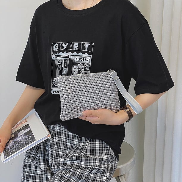 Monedero de moda para mujer con diamantes de imitación, Bolso de mano para mujer, monedero con purpurina
