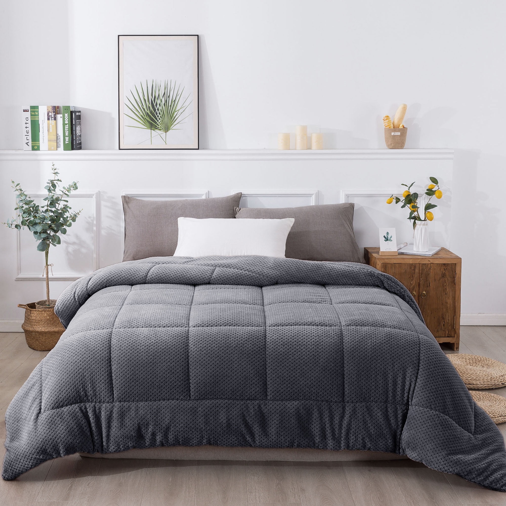 KASENTEX Luxury Plush Sherpa Comforter, Cozy Reversible Faux Fur