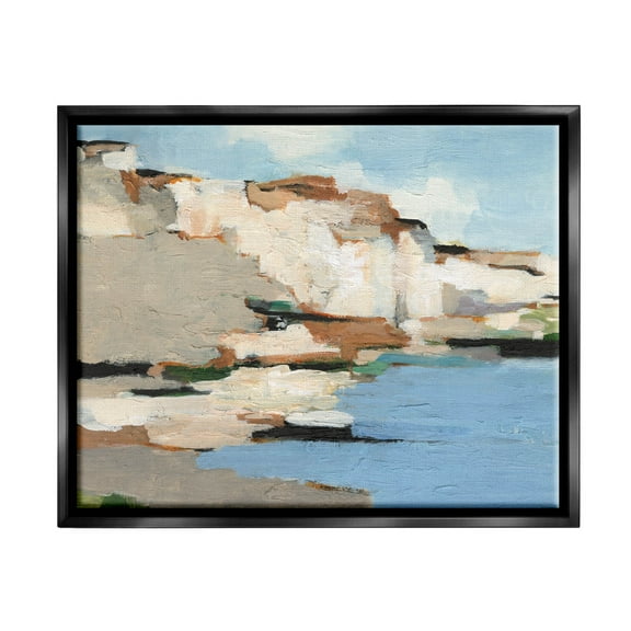 Ocean Cliffs Nature Landscape Landscape Painting Jet Black Framed Art Print Wall Art