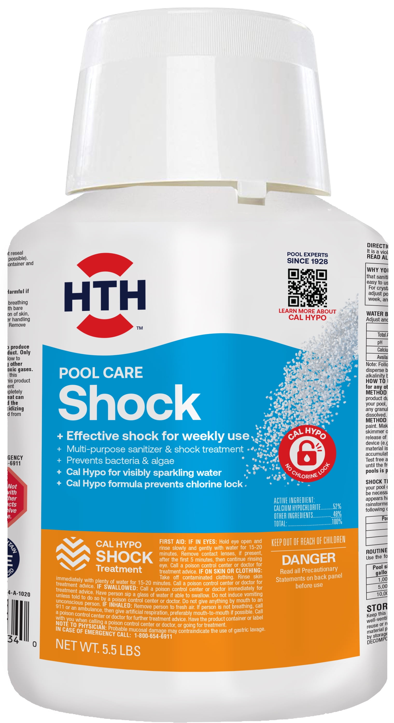 HTH Pool Care Shock for Swimming Pools, Pool Chemicals, 5.5 lbs