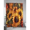 thumbnail image 5 of Sunflower Extra Long Shower Curtain Set, Waterproof Shower Curtains for Bathroom, Spring Summer Floral Watercolor Botanical Washable Fabric Cloth Bath Curtain for Bathtub with Hooks 72x96 Inches, 5 of 6