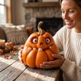 thumbnail image 6 of Clearance Halloween Pumpkin Face Statue, Funny Pumpkin Head Figurine Indoor, Halloween Decoration for Home Table Living Room Outdoor, Halloween Fall Gift for Kiddo Teens Adults, 6 of 7