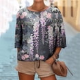 thumbnail image 2 of Tuniques pour Femmes Grande Taille, Mode Décontractée, Manches 3/4 Raccourcies, Imprimé, Chemise Ample, Blouse, Haut pour Femmes, 2 of 5